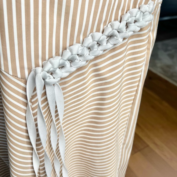 Tibi Midi Skirt Tan with White Stripe Size 2 - Picture 4 of 7